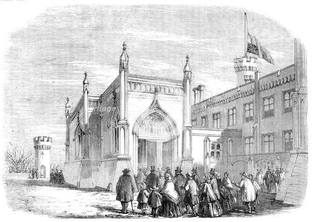 Funeral of the late Duke of Rutland: Tenantry going to the Lying-in-State, at Belvoir Castle, 1857. Creator: Unknown.
