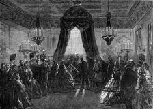 Funeral of the late King of the Belgians: the body lying in state...Royal Palace at Brussels, 1865. Creator: Unknown