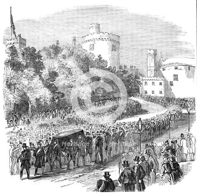 Funeral of the late Marquis of Ormonde - the Procession leaving Kilkenny Castle, 1854. Creator: Unknown.
