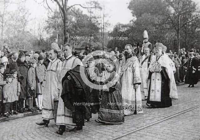 Funeral of Tsarina Maria Fyodorovna of Russia, Roskilde, Denmark, 19 October 1928. Artist: Anon