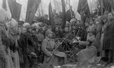 Funeral of V.M. Kruchina; at the cemetery., 1917-1923. Creator: Unknown