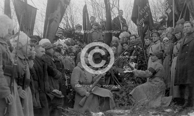 Funeral of V.M. Kruchina; at the cemetery., 1917-1923. Creator: Unknown.