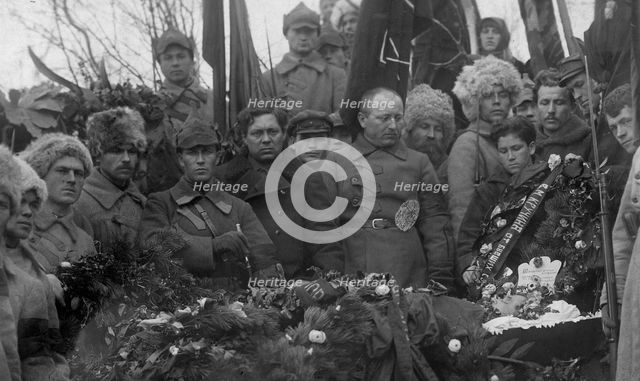 Funeral of V.M. Kruchina; at the cemetery., 1917-1923. Creator: Unknown.