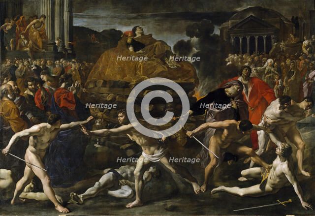 Funeral of a Roman emperor (Cremation ceremony). Artist: Lanfranco, Giovanni (1582-1647)