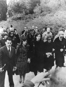 Funeral of Aristotle Onassis, Skorpios Island, Greece, 21 March 1975. Creator: Unknown