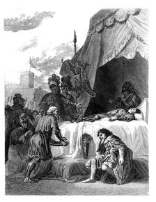 Funeral of Bertran Duguesclin (1320-1380), French marshal, engraving from 1853