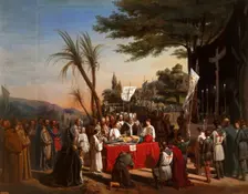 Funeral of Godfrey of Bouillon in Jerusalem, 23rd July 1100. Artist: Cibot, Édouard (1799-1877)