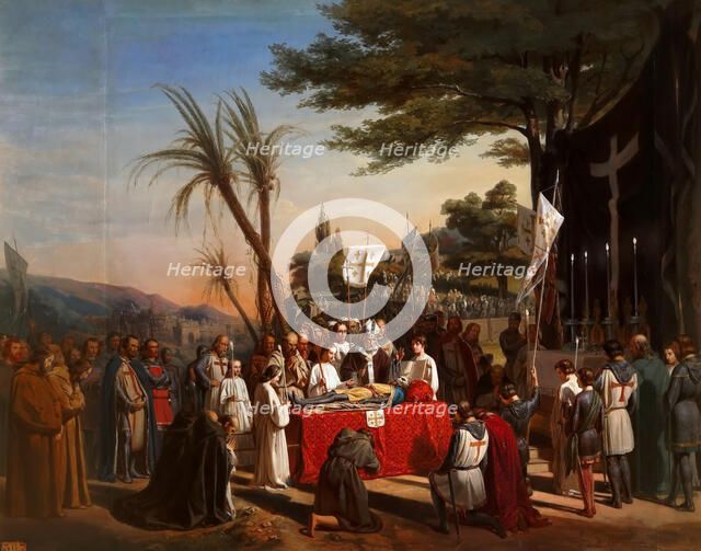 Funeral of Godfrey of Bouillon in Jerusalem, 23rd July 1100. Artist: Cibot, Édouard (1799-1877)