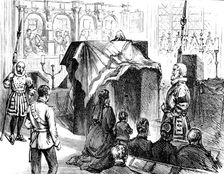 Funeral of Lord Napier of Magdala: the coffin in the Chapel at the Tower, 1890. Creator: Unknown
