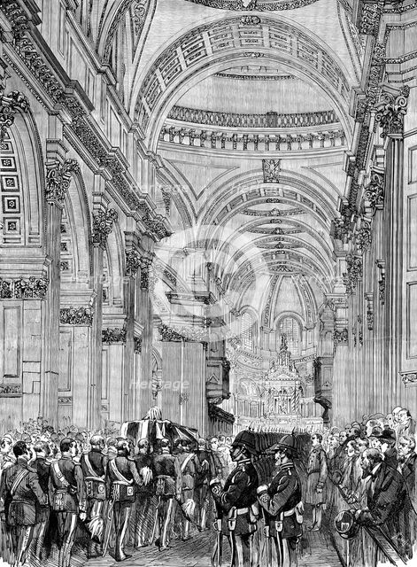 Funeral of Lord Napier of Magdala: the procession in the nave of St. Paul’s Cathedral, 1890. Creator: Unknown.