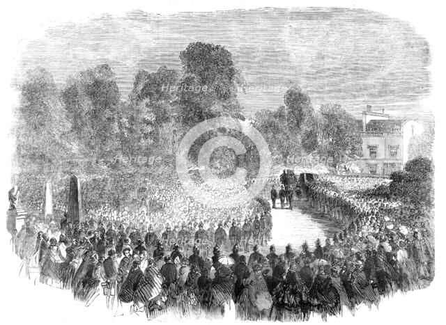 Funeral of Mr. Braidwood, the late Chief of the London Fire Brigade, in Abney-Park Cemetery, 1861. Creator: Unknown.