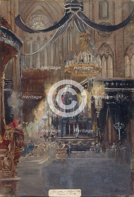 Funeral of President Félix Faure, in Notre-Dame, on February 23, 1899, c1899. Creator: Jean Baptiste Edmond Allouard.