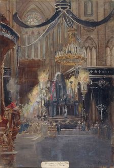 Funeral of President Félix Faure, in Notre-Dame, on February 23, 1899, c1899. Creator: Jean Baptiste Edmond Allouard