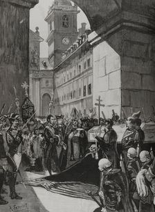 Funeral of Queen Mercedes, María de las Mercedes of Orleans (1860-1878), June 28, 1878. Creator: Bernardo Rico
