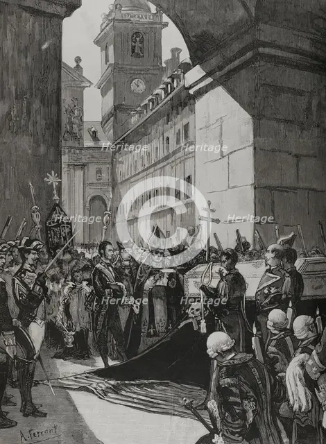 Funeral of Queen Mercedes, María de las Mercedes of Orleans (1860-1878), June 28, 1878.  Creator: Bernardo Rico.