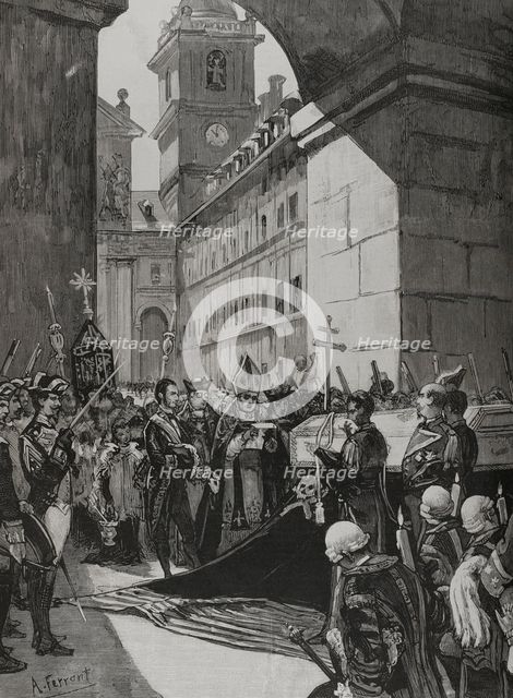 Funeral of Queen Mercedes, María de las Mercedes of Orleans (1860-1878), June 28, 1878.  Creator: Bernardo Rico.