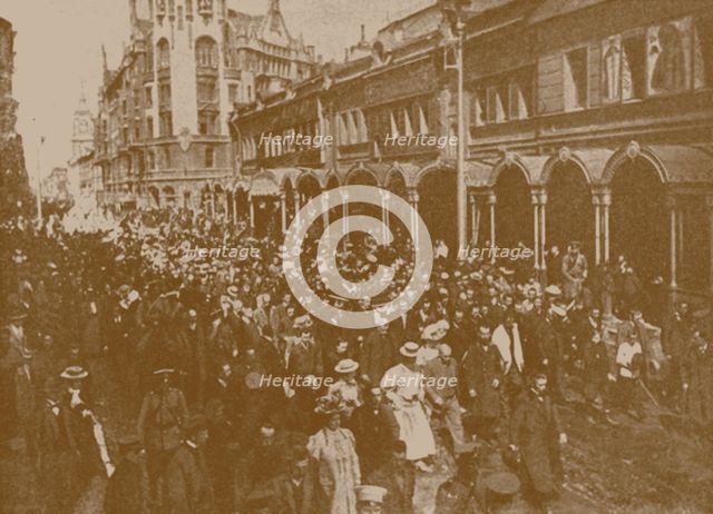 Funeral procession of Nikolai Rimsky-Korsakov in Petersburg, 1908.