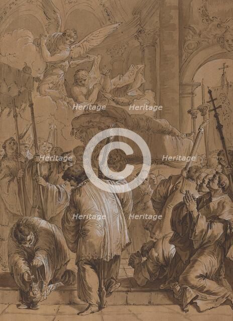 Funeral Procession of a Saint with Angels, 18th century. Creator: Francesco Fontebasso.