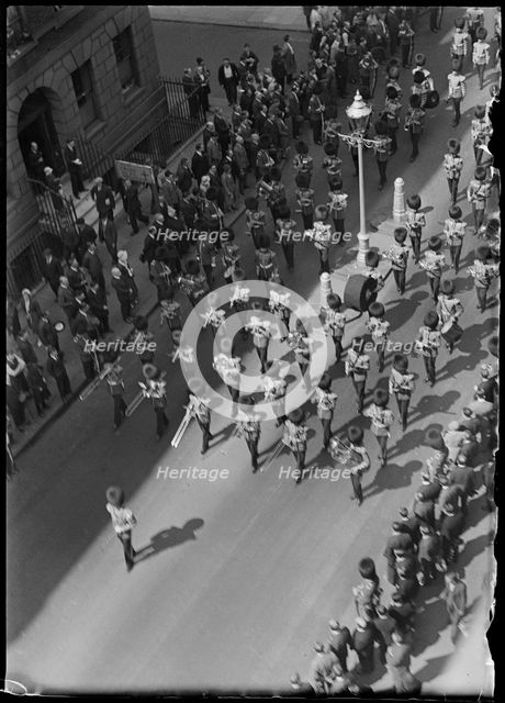 Funeral procession of a serviceman awarded the Victoria Cross, London, early 1930s. Creator: Charles William  Prickett.