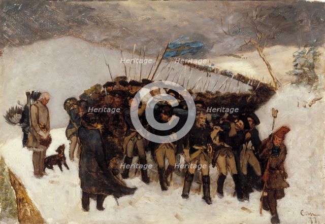 Funeral procession of Charles XII, sketch, 1877. Creator: Gustaf Cederström.