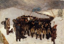 Funeral procession of Charles XII, sketch, 1877. Creator: Gustaf Cederström