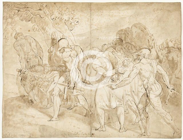 Funeral Procession of the Young Pallas, Aeneid Book XI, 1762. Creator: Jean-Antoine Julien.