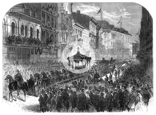 Funeral procession of the late Hon. Thomas d’Arcy M’Gee, at Montreal, Canada, 1868. Creator: Unknown.