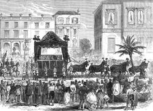Funeral Procession of the late King of Bavaria at Nice: the cortége leaving the Villa Lions, 1868. Creator: Unknown