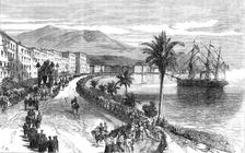 Funeral Procession of the late King of Bavaria at Nice: the cortége...Promenade des Anglais, 1868. Creator: C. R.
