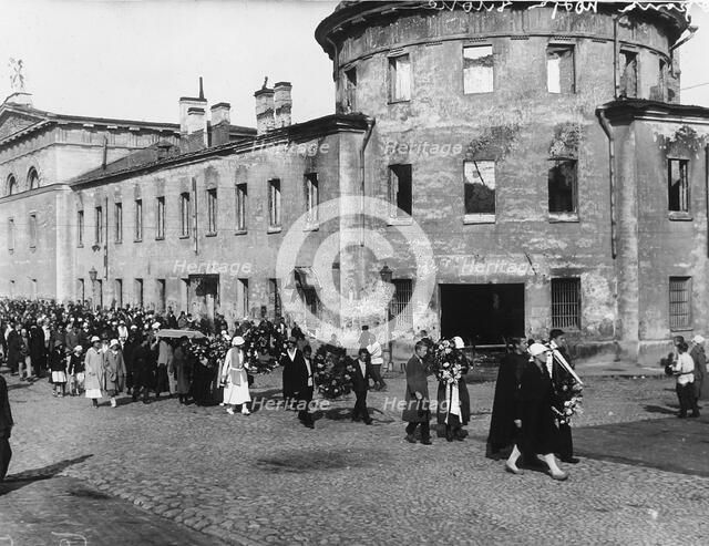 Funeral procession of the poet Alexander Blok, Petrograd, Russia, 10 August 1921. Artist: Unknown