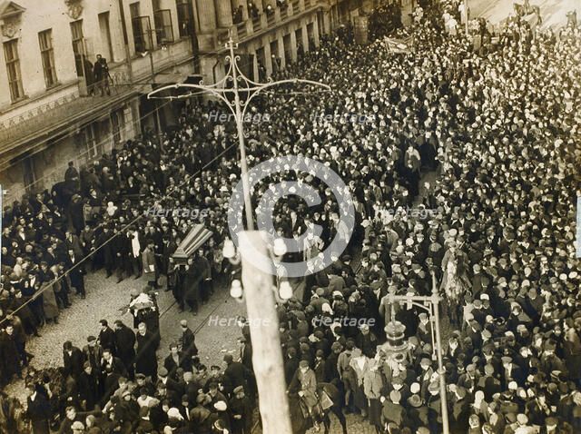 Funeral procession of the poet Valery Bryusov, Moscow, USSR, 12 October 1924. Artist: Unknown