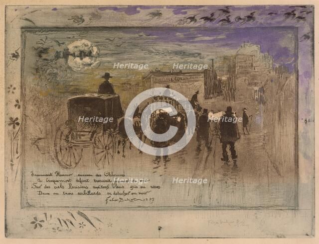 Funeral Procession on the Boulevard de Clichy, 1887. Creator: Felix Hilaire Buhot.