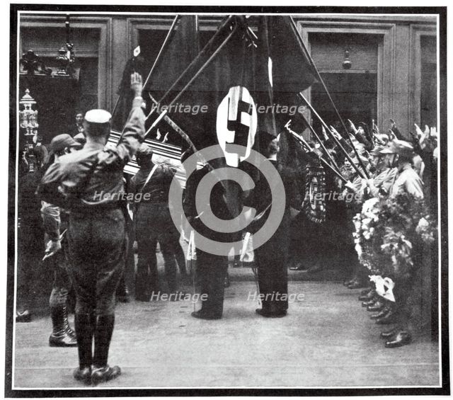 Funeral procession for Horst Wessel in the Juedenstasse, Berlin, 1930 (1938).  Creator: Unknown.