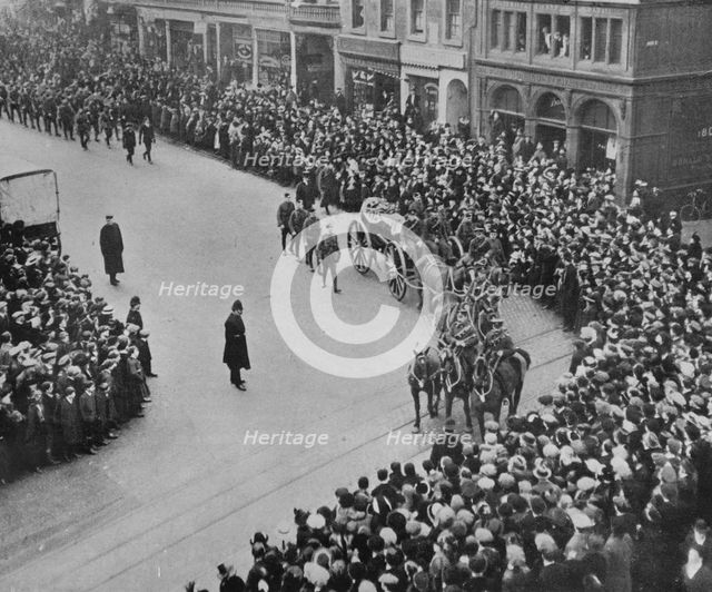 'Funeral procession, with full military honours, of the captain of the Blucher', 1915.  Artist: Unknown.