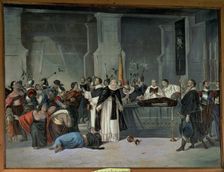 Funeral rites for Inca Atahualpa in the city of Cajamarca, Francisco Pizarro attended in mourning…