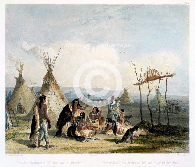 Funeral Scaffold of a Sioux Chief near Fort Pierre Creator: J Hurlimann.