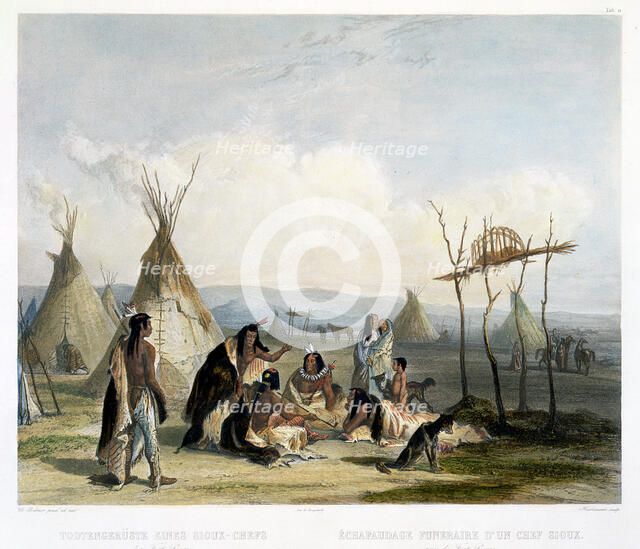 Funeral Scaffold of a Sioux Chief near Fort Pierre Artist: J Hurlimann