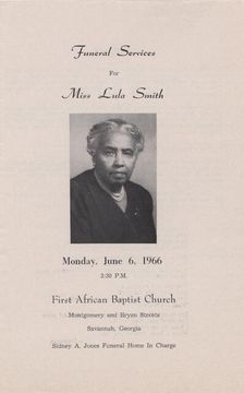 Funeral Services for Miss Lula Smith, 1966. Creator: Unknown