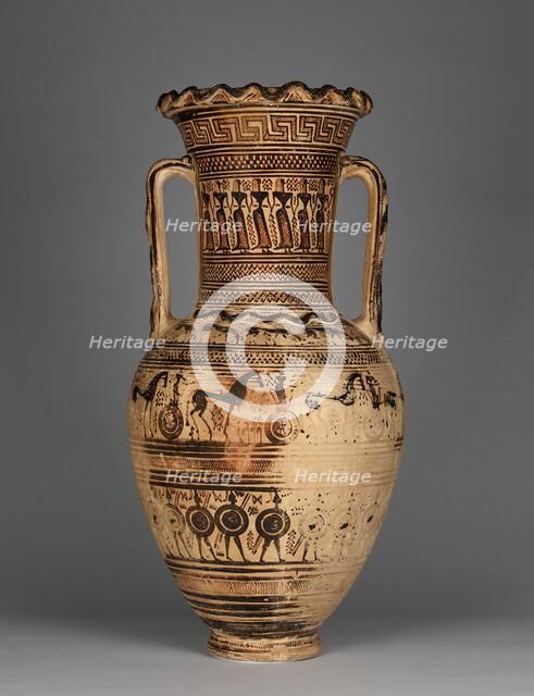 Funerary Amphora with Scenes of Mourning, 720-700 BC. Creator: Philadelphia Painter.