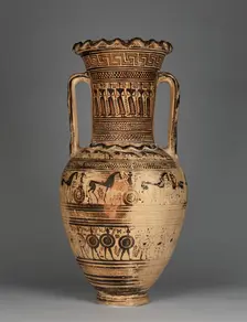 Funerary Amphora with Scenes of Mourning, 720-700 BC. Creator: Philadelphia Painter