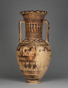 Funerary Amphora with Scenes of Mourning, 720-700 BC. Creator: Philadelphia Painter