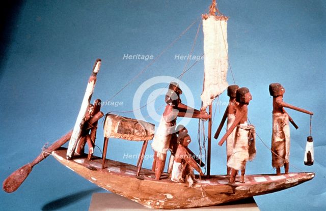 Funerary boat of painted wood, 9th Dynasty, Ancient Egypt, 2232-2140 BC. Artist: Anon