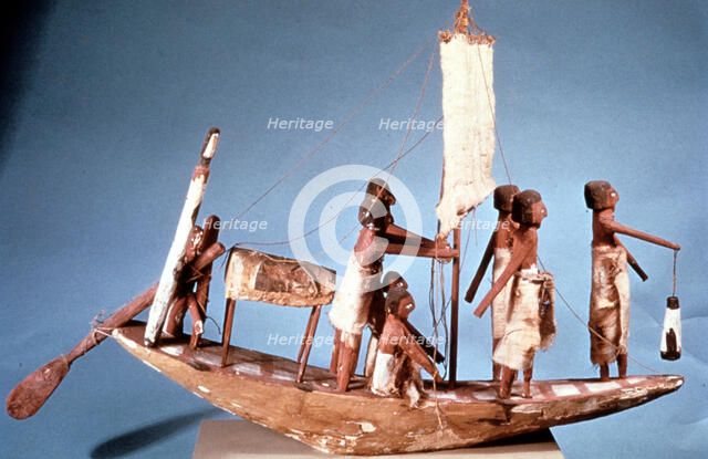 Funerary boat of painted wood, 9th Dynasty, Ancient Egypt, 2232-2140 BC. Artist: Anon