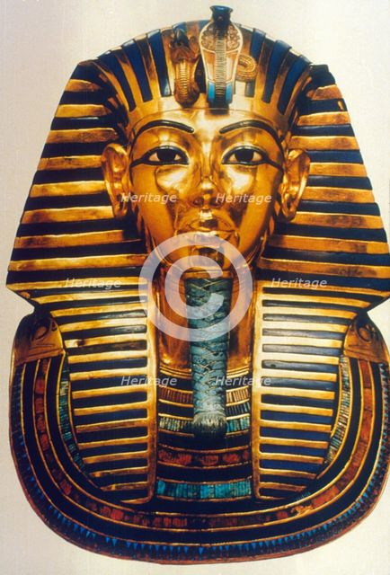 Funerary mask of Tutankhamun, Ancient Egyptian Pharaoh, c1325 BC. Artist: Anon