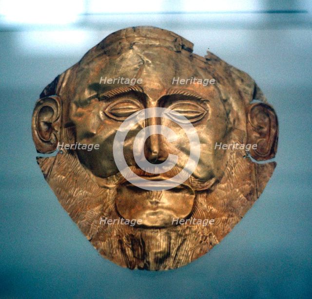 Funerary mask of Agamemnon, legendary king of Mycenae, c1600-c1500 BC. Artist: Unknown