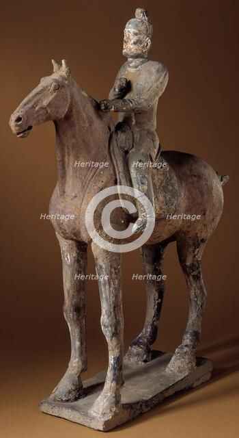 Funerary Sculpture of a Horse and Rider, between 618 and 906. Creator: Unknown.
