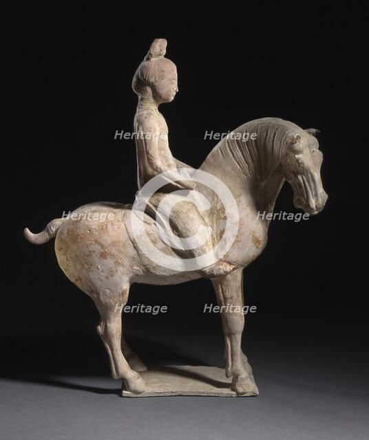 Funerary Sculpture of a Horse and Rider, between 618 and 906. Creator: Unknown.