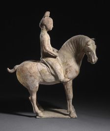 Funerary Sculpture of a Horse and Rider, between 618 and 906. Creator: Unknown