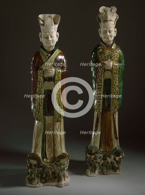 Funerary Sculpture of a Pair of Officials, between c.700 and c.800. Creator: Unknown.