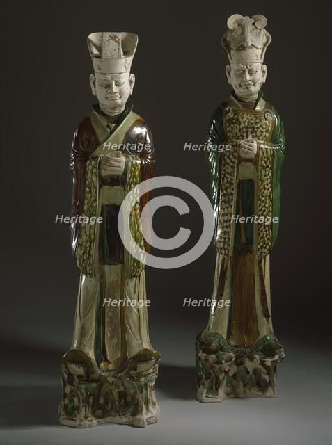 Funerary Sculpture of a Pair of Officials, between c.700 and c.800. Creator: Unknown.